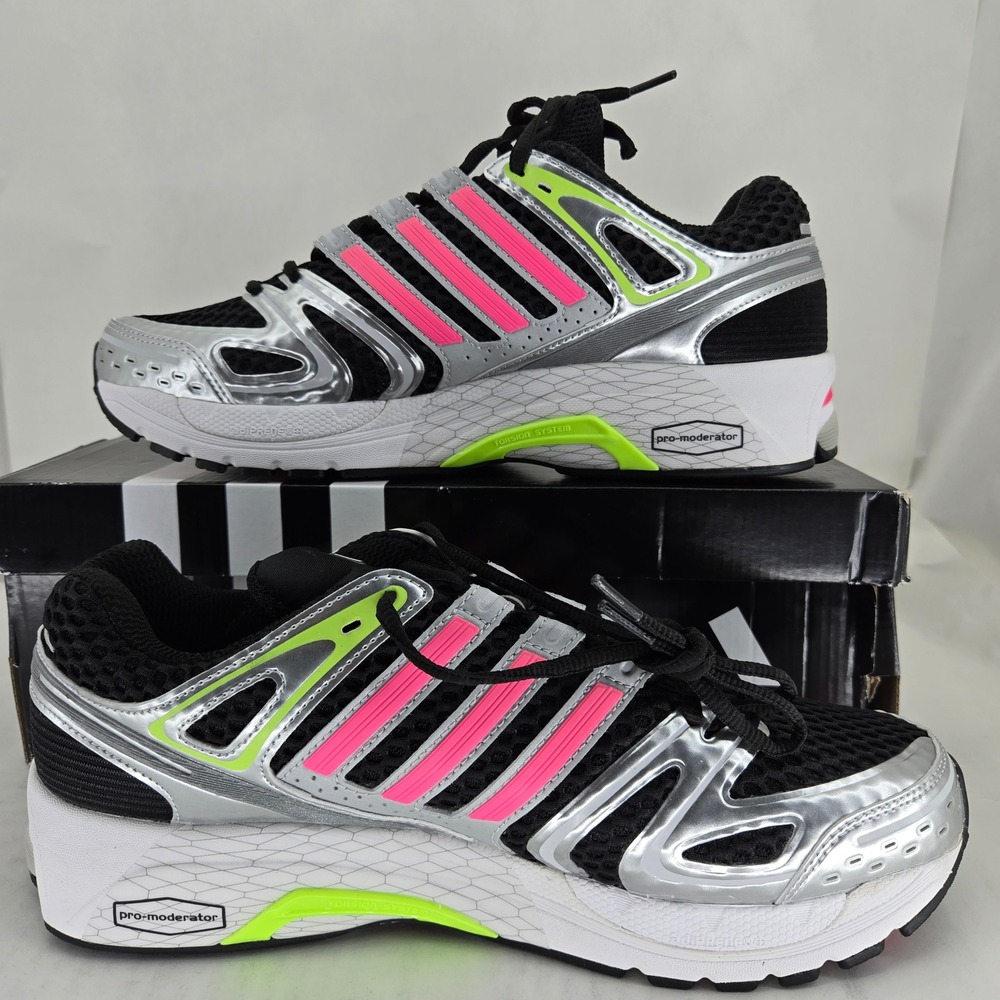 Adidas Adistar Control 5 Mens 10.5 Running Shoes Black Silver Pink JS0041 NEW
